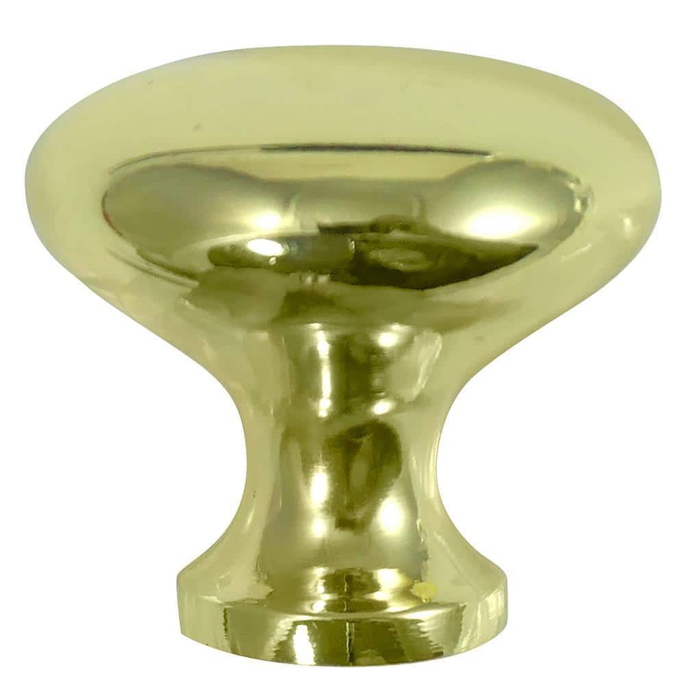 Polished Brass Round Cabinet Knob with Mounting Hardware