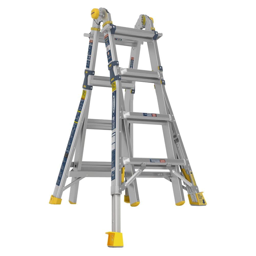18 ft. Reach Aluminum 5-in-1 Multi-Position Pro Ladder with Built-in Leveling, 375 lb. Load Capacity Type IAA Duty