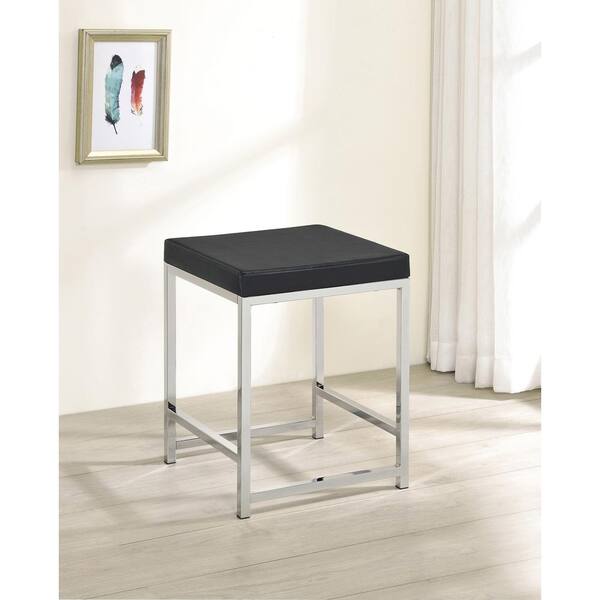 Contemporary Grey Leatherette Bar Stool Chair with Chrome Base by Coaster 105262 
