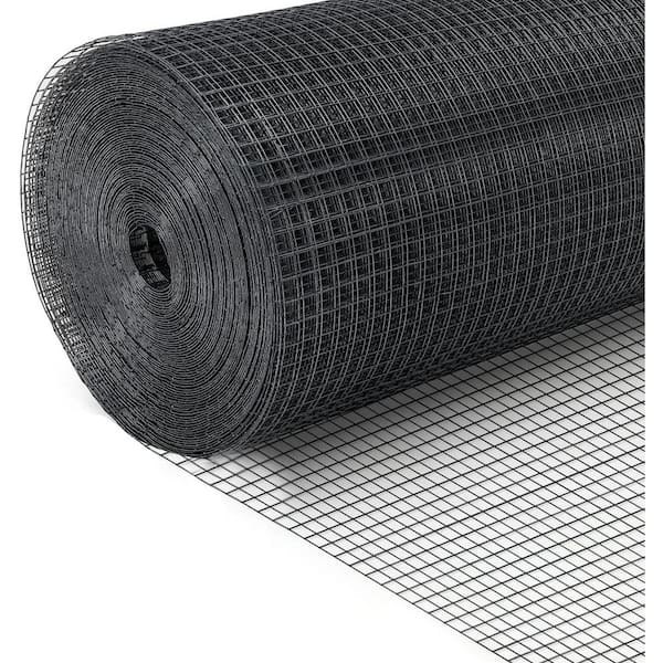 48x100' Black Vinyl Coated Hardware Cloth 19 Gauge 1/2 Mesh Welded Wire Fence for Poultry and Garden Protection