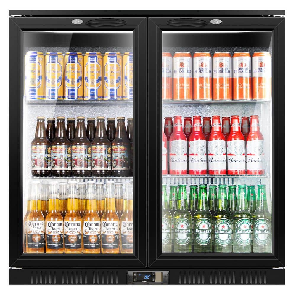 53.15 in. 3-Glass Door Commercial Beverage Cooler 284 Cans Counter Height Back Bar Refrigerator w/ LED Lighting in Black price history on PriceWatchPro
