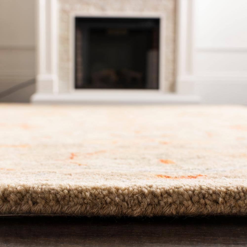 Handmade Red and Beige Wool Tufted Area Rug