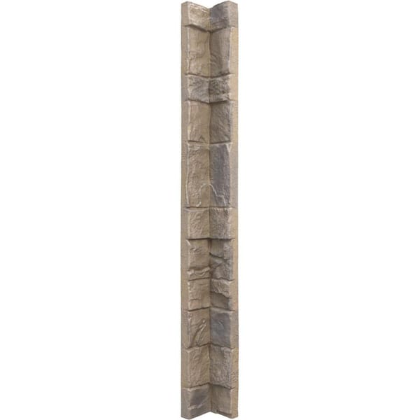 Ekena Millwork 3 in. x 3 in. Rockwall Composite Universal Inside Corner for StoneWall Faux Stone Siding Panels