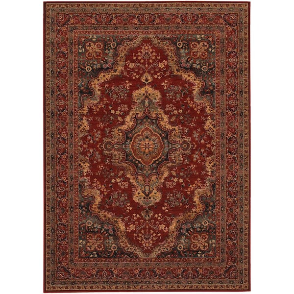 Old World Classics Kerman Medallion Burgundy 5 ft. x 7 ft. Area Rug