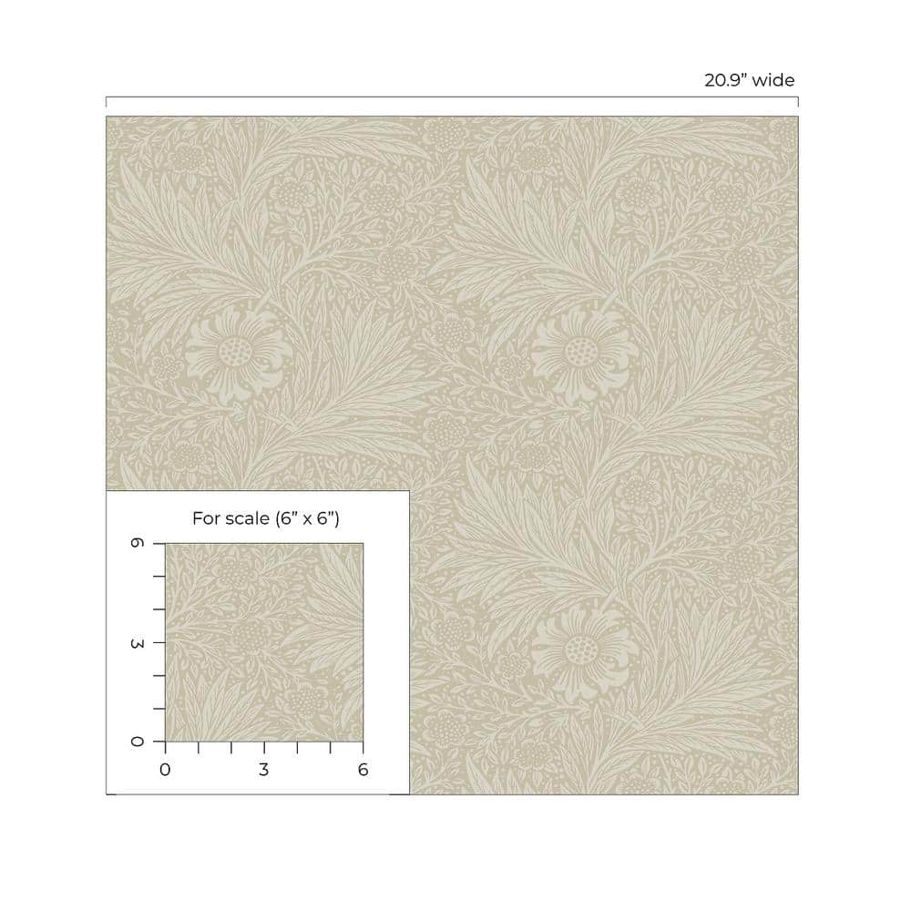 Neutral Marigold Garden Matte Vinyl Peel and Stick Wallpaper Roll