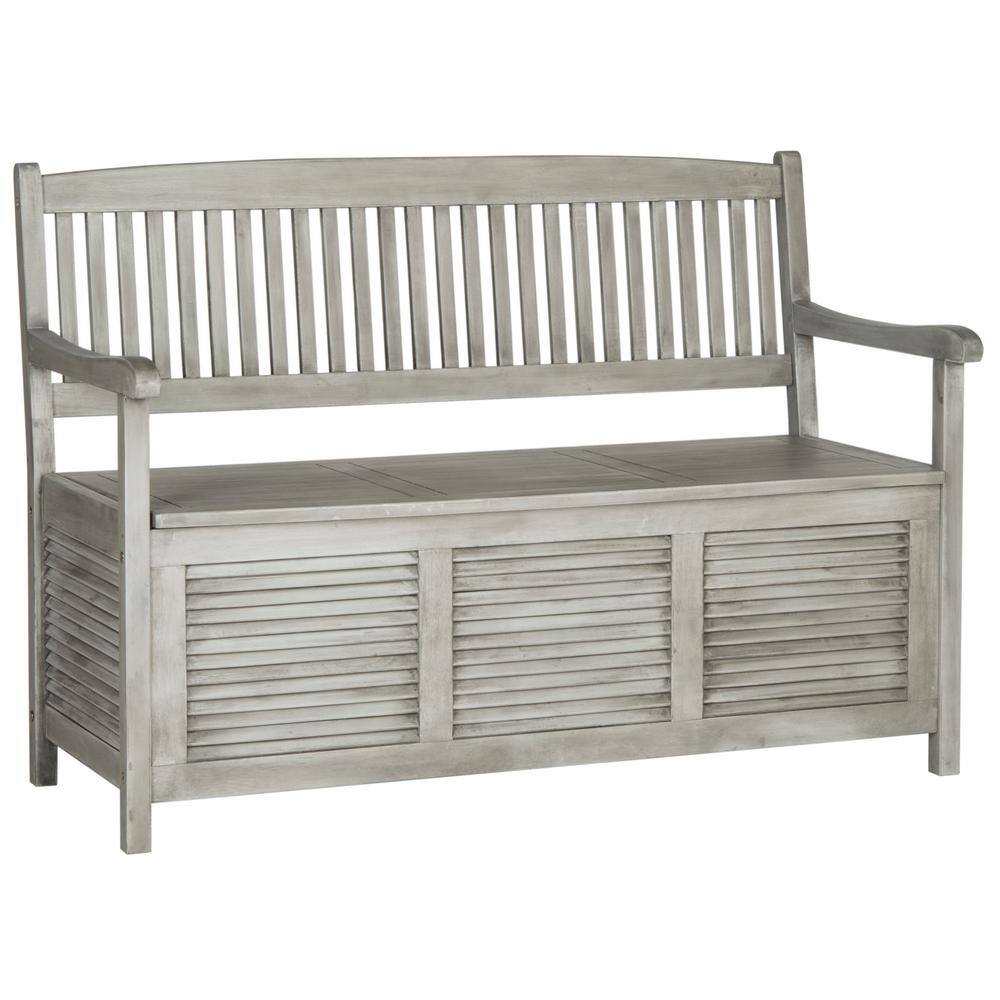 Transitional Gray Acacia Wood Storage Bench - 50"