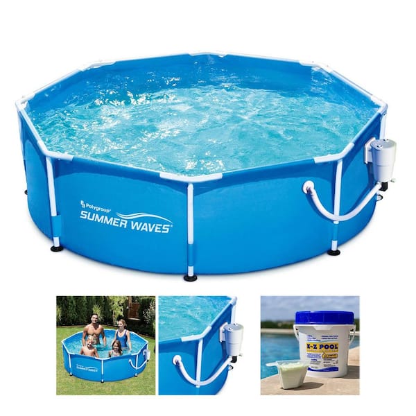 Summer Waves 8 ft. x 30 in. Round Frame Above Ground Swimming Pool Set ...