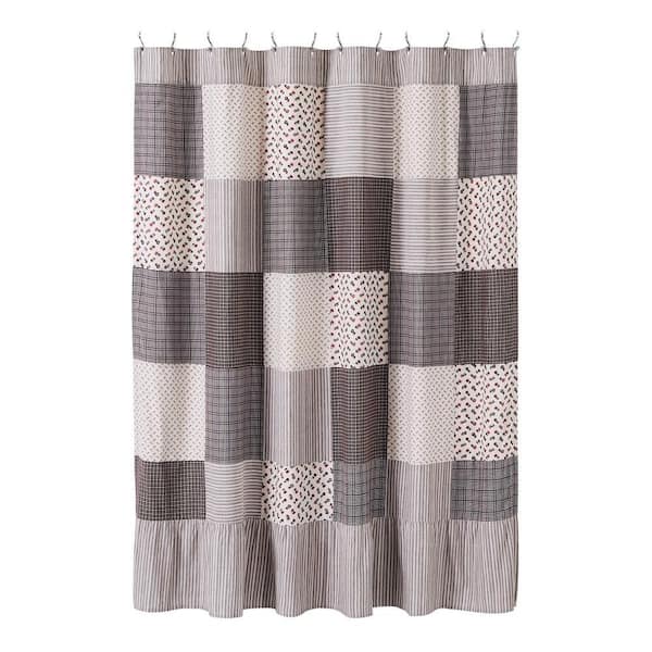 Florette 72 in Light Taupe Brown Mauve French Country Patchwork Shower Curtain