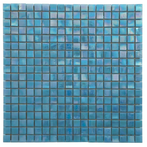 Apollo Tile Skosh 11.6 in. x 11.6 in. Glossy Sea Blue Glass Mosaic Wall and Floor Tile (18.69 sq. ft./case) (20-pack)