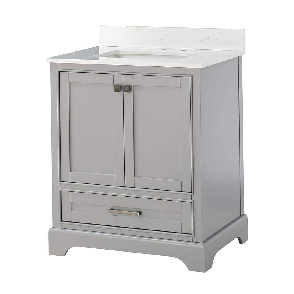 30 in. W x 22 in. D x 35.6 in. H Single Bathroom Vanity Set in Gray with Wh