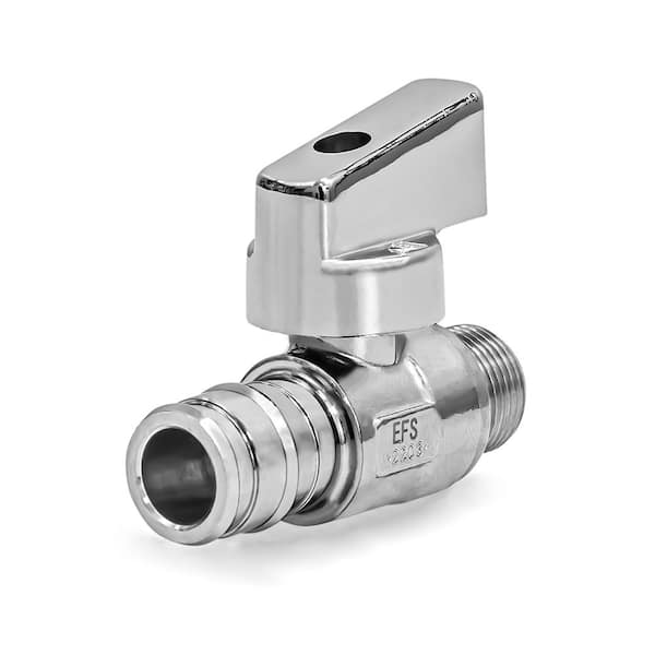 1/2 in. F1960 PEX x 3/8 in. OD COMP Quarter Turn Straight Compact Supply Stop valve Lead Free Chrome Plated Brass
