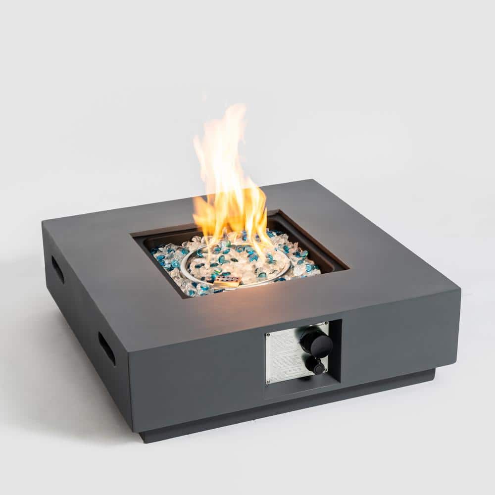 Afoxsos 27 in. x 27 in. Square Concrete Propane Fire Pit Kit in