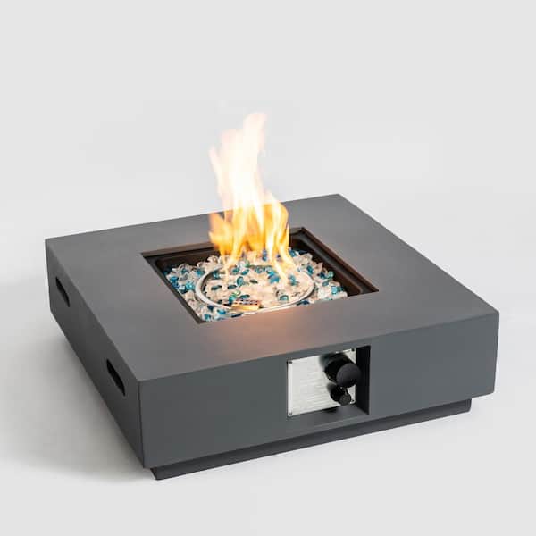 Afoxsos 27 in. x 27 in. Square Concrete Propane Fire Pit Kit in Greystone