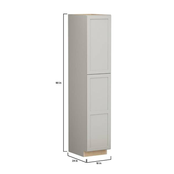 SIMPLY WOODMARK PRO Shaker Full Overlay 18 in. W x 24 in. D x 90 in. H Plywood Assembled Pantry Kitchen Cabinet in Stone Gray