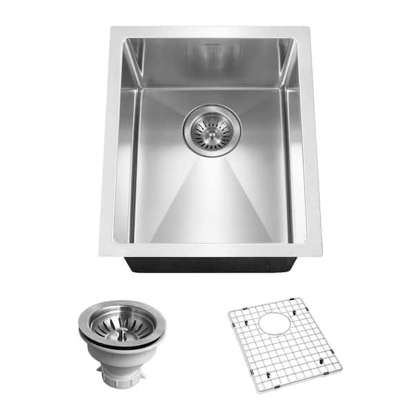 Houzer Savior 12 in. Stainless Steel Undermount Single Bowl Bar Sink with Strainer and Grid - CNB-1200