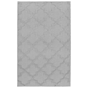 Quatro Silver 6 ft. x 9 ft. Cut-loop Trellis Area Rug