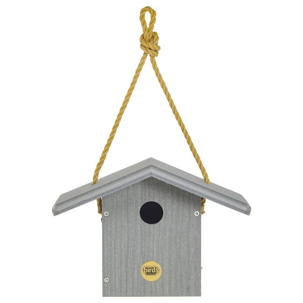 Eco-Friendly Driftwood Gray Hanging Bird House for Wrens