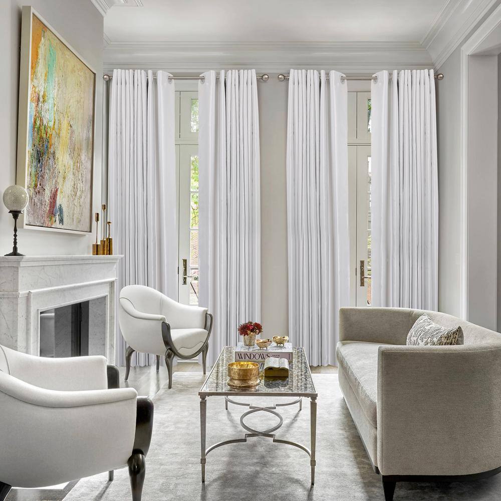 Satin Nickel Adjustable Curtain Rod with Round Finials, 28-48 in