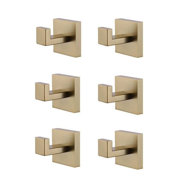 ALEASHA JHook Wall Mount Hook Robe/Towel Hook in Brushed Gold 6PCS AL