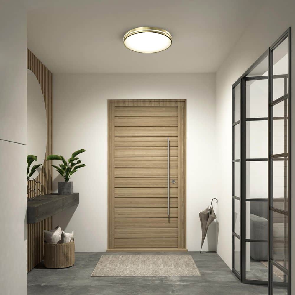 Delray 15 in. 1-Light Modern Gold Integrated LED 5 CCT Flush Mount Ceiling Light Fixture for Kitchen or Bedroom price history on PriceWatchPro