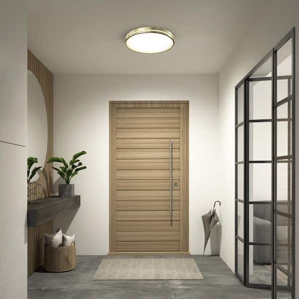 Artika Delray 15 in. 1-Light Modern Gold Integrated LED 5 CCT Flush Mount Ceiling Light Fixture for Kitchen or Bedroom