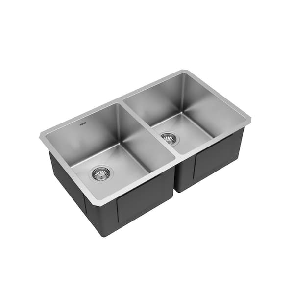 Karran EL-76 Stainless Steel 32 in. Double Bowl 50/50 Undermount