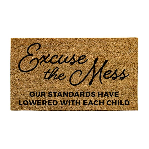 Evergreen Enterprises Black and Brown 16 in. x 28 in. Nature Coir Excuse the Mess Door Mat