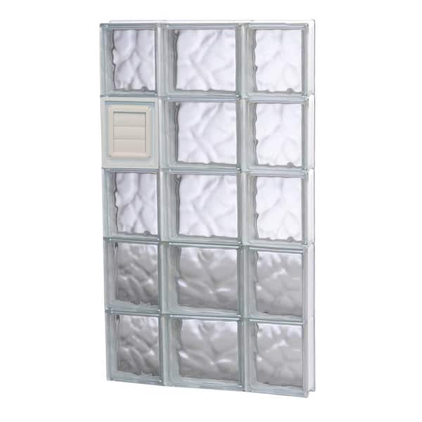 Clearly Secure 19.25 in. x 38.75 in. x 3.125 in. Frameless Wave Pattern Glass Block Window with Dryer Vent