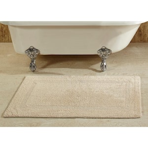 Lux Collection Sand 21 in. x 34 in. 100% Cotton Reversible Race Track Pattern Bath Rug