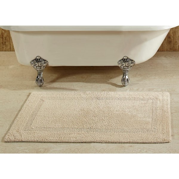 Better Trends Lux Collection Sand 21 in. x 34 in. 100% Cotton Reversible Race Track Pattern Bath Rug