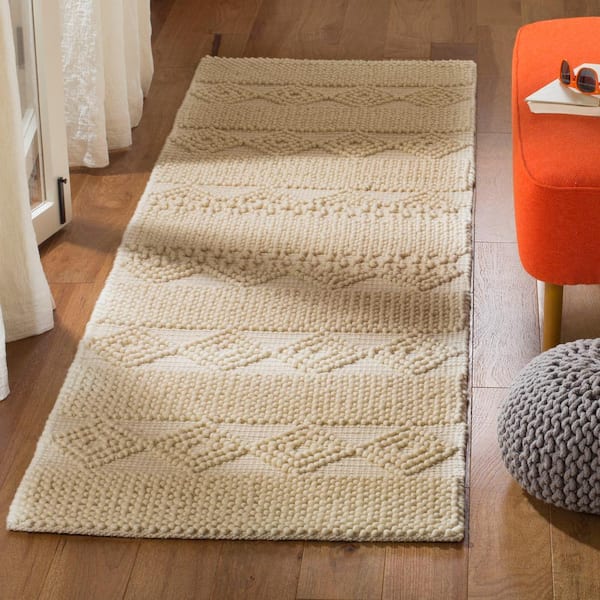 Natura 2 ft. x 20 ft. Ivory Striped Diamonds Runner Rug