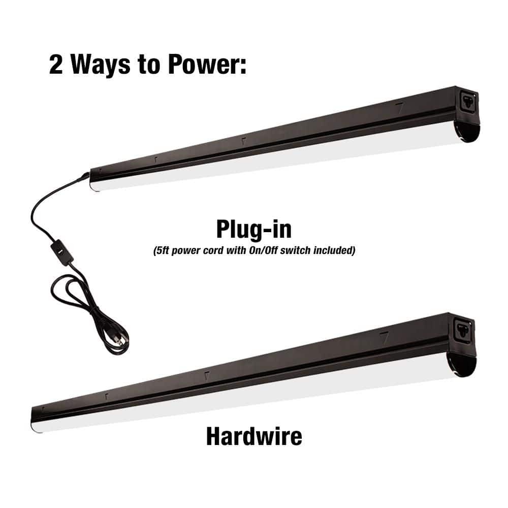 4 ft. Garage LED Linkable Matte Black Strip Light Fixture Plug-in Hardwire 1800 Lumens 20-Watt 4000K Bright White price history on PriceWatchPro