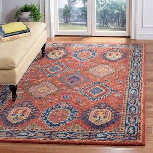 Heritage Rust/Navy 6 ft. x 6 ft. Square Border Area Rug