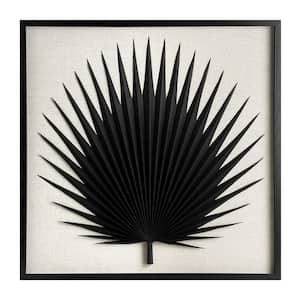 American Art Decor A Faraway Oasis Paper&Linen Wall Art -Framed 24 in. x 24 in.Palm Leaf Paper Art,Minimalist Wall Decor