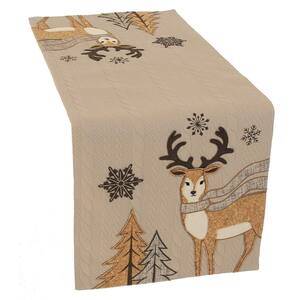 Manor Luxe 72 in. x 13 in. Cozy Reindeer Christmas Table Runner ML163551372  - The Home Depot