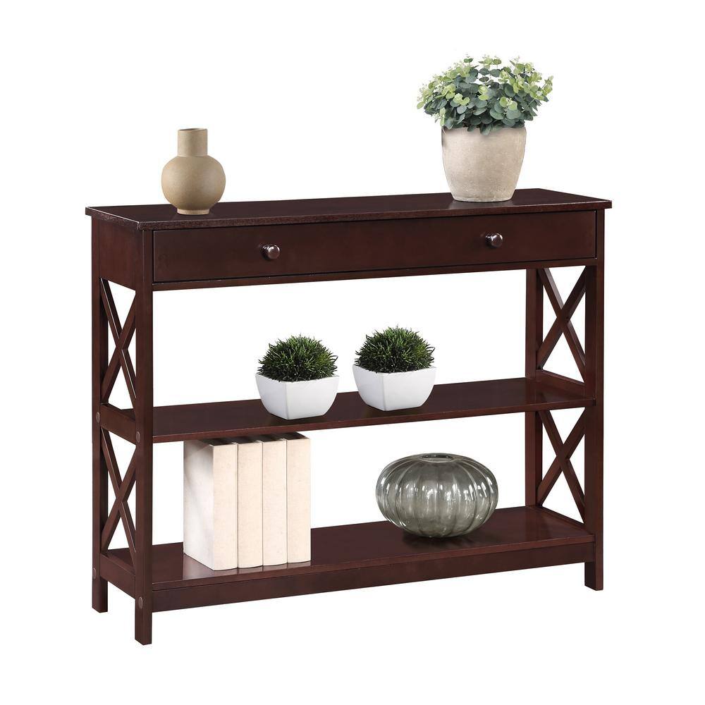 Espresso Oxford Console Table with Drawer and Shelves