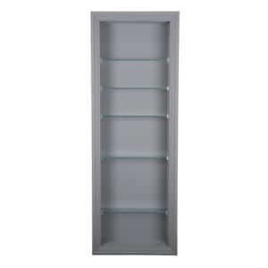 Nantucket 3.5 in. x 15.5 in. x 43.5 in. Primed Gray Wood Recessed Wall Niche