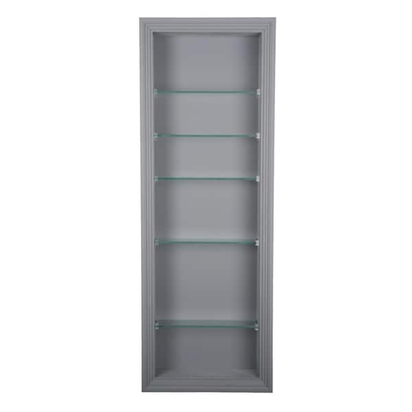 WG Wood Products Nantucket 3.5 in. x 15.5 in. x 43.5 in. Primed Gray Wood Recessed Wall Niche