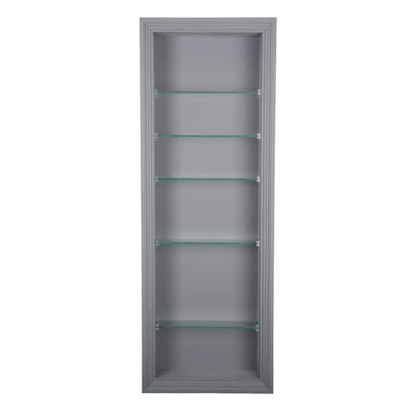 Nantucket 3.5 in. x 15.5 in. x 43.5 in. Primed Gray Wood Recessed Wall Niche