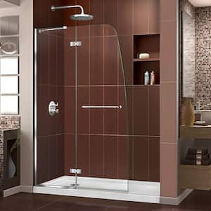 Aqua Ultra 34 in. x 60 in. x 74.75 in. Semi-Framed Hinged Shower Door in Chrome and Left Drain White Acrylic Base