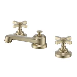 Retro 8 in. Widespread 2 Handles Deck Mount Bathroom Faucet in Brushed Gold