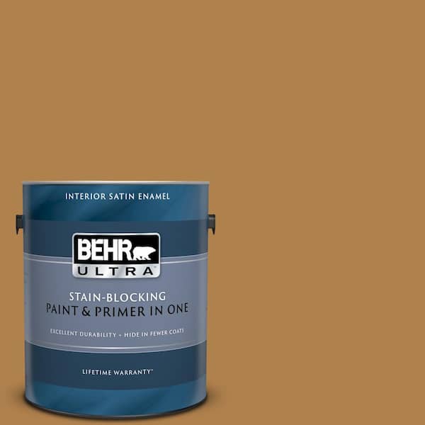 BEHR ULTRA 1 gal. #UL160-2 Gold Plated Satin Enamel Interior Paint and Primer in One