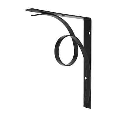 Everbilt 12 in. Black Industrial Pipe Shelf Bracket 14181