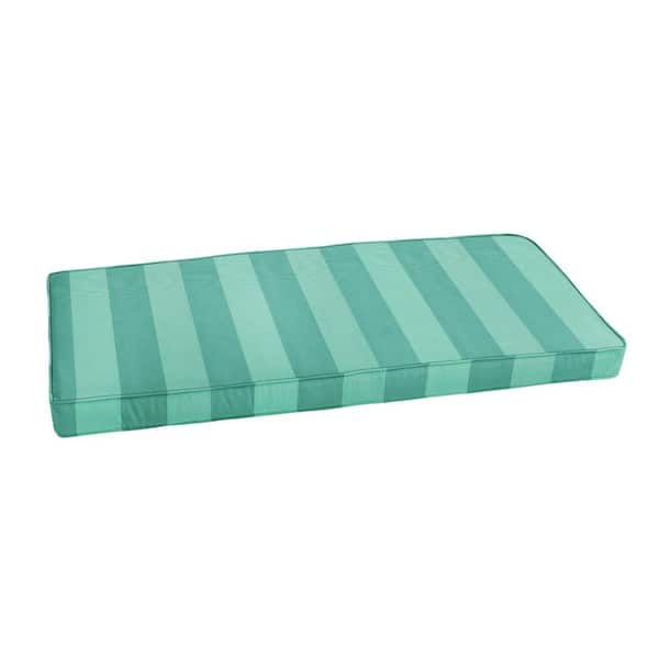 SORRA HOME 57 in. x 16 in. x 2 in. Rectangle Indoor/Outdoor Corded Bench Cushion in Preview Lagoon
