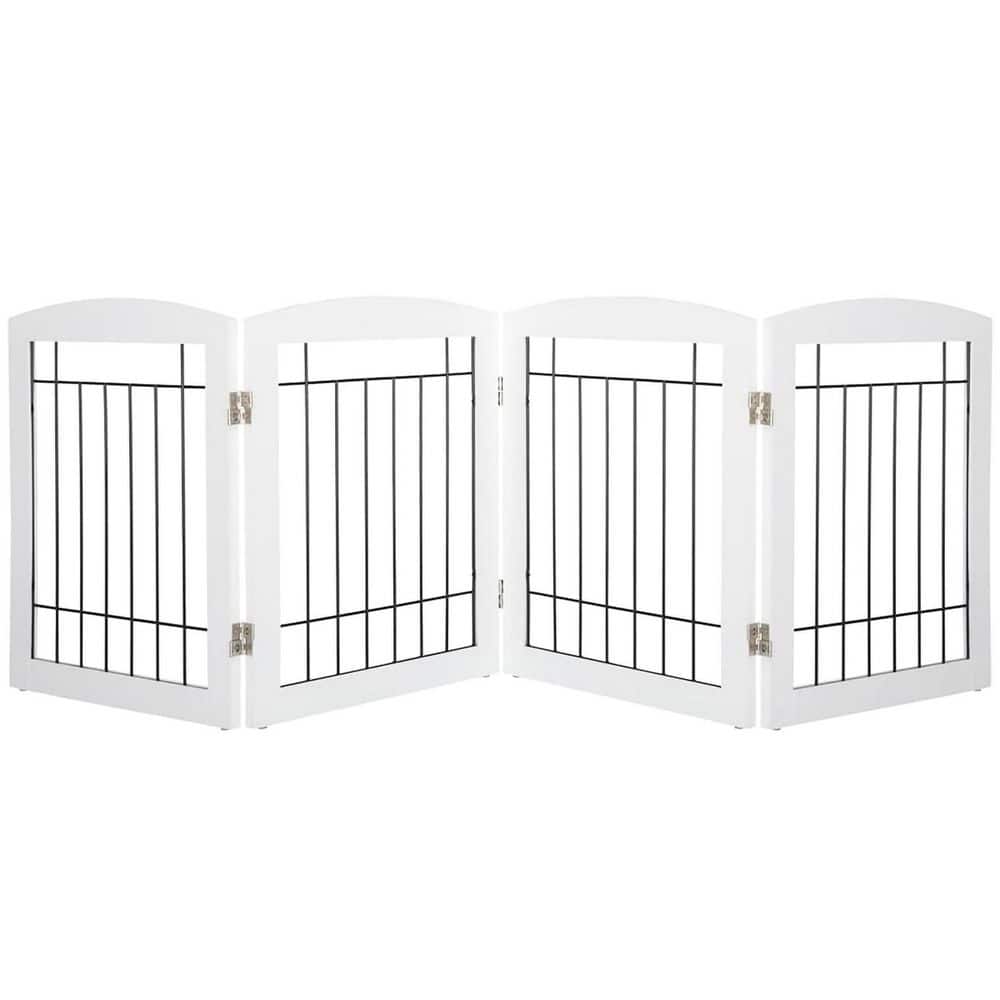 Freestanding Foldable Indoor Dog Gate for Doorways and Stairs Wooden Puppy Safety Fence 80 Wide 24 Height 4 Panels White price history on PriceWatchPro