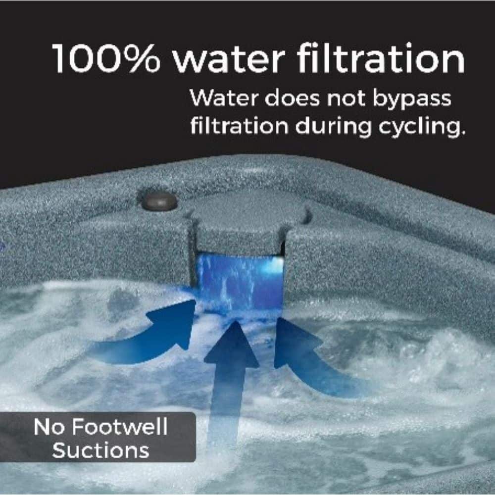 Keystone 4-Person Gray Polyethylene Hot Tub with LED Waterfall