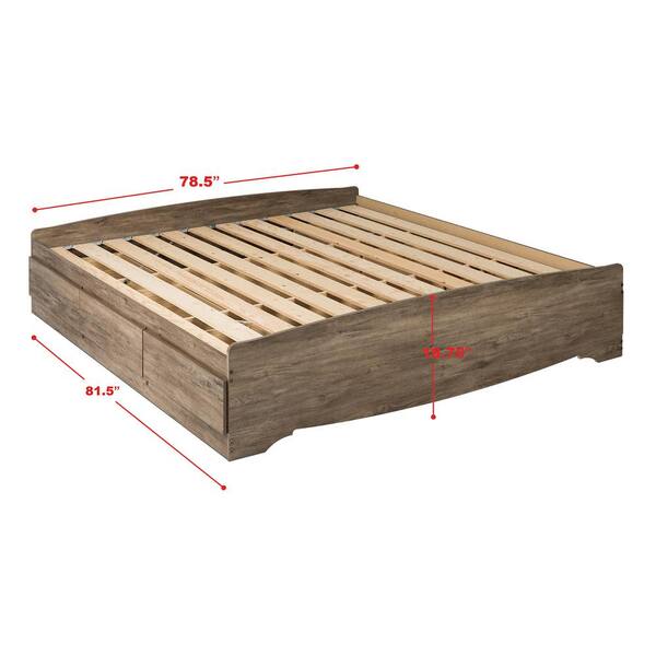 Drifted Gray King Platform Storage Bed, How To Build A Platform Storage Bed With Drawers