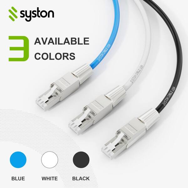 Syston Cable Technology 20 ft. Black Cat 8 CMR 22 AWG Ethernet