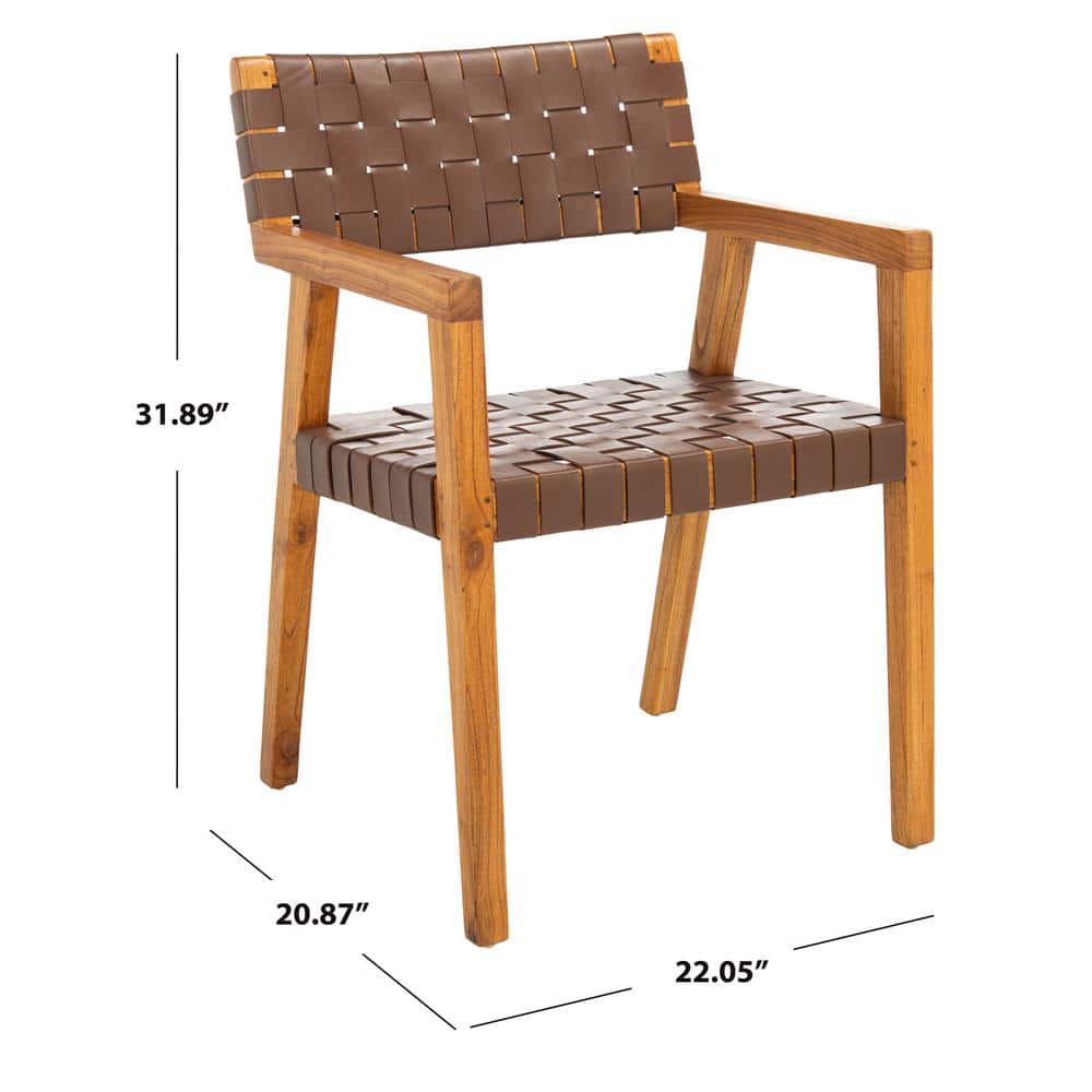 Cire Cognac Leather and Natural Wood Upholstered Side Chair