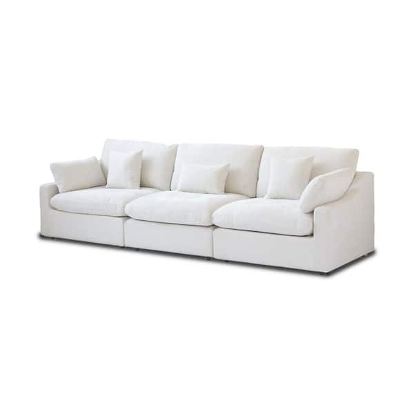 119.2 in. Slope Arm Linen 3-Pieces Modular Free Combination Sofa with Ottoman in Beige